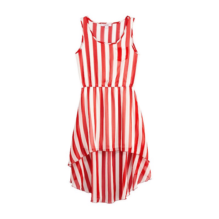 VANCL Avah Vertical Striped Dress Red/White